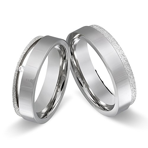 Trauringe Eheringe Partnerringe - inkl. WUNSCHGRAVUR - Edelstahl Zirkonia 50-54 212HD - mit AMAZON KONFIGURATOR direkt online gestalten ! von Juwelier Schönschmied