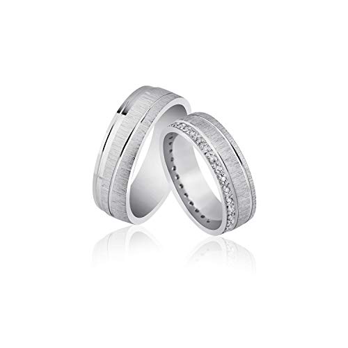 Trauringe Eheringe - inkl. WUNSCHGRAVUR - Silber Zirkonia 74-62 S55HD - mit AMAZON KONFIGURATOR direkt online gestalten ! von Juwelier Schönschmied