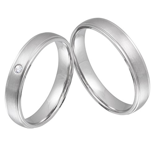 Trauringe Hochzeitsringe Ehering - inkl. WUNSCHGRAVUR - Edelstahl Zirkonia 52-58 1HD - mit AMAZON KONFIGURATOR direkt online gestalten ! von Juwelier Schönschmied