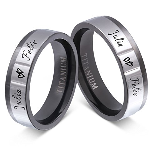 Trauringe Partnerringe Eheringe - inkl. WUNSCHGRAVUR - Titan 60-50 T25HHac - mit AMAZON KONFIGURATOR direkt online gestalten ! von Juwelier Schönschmied