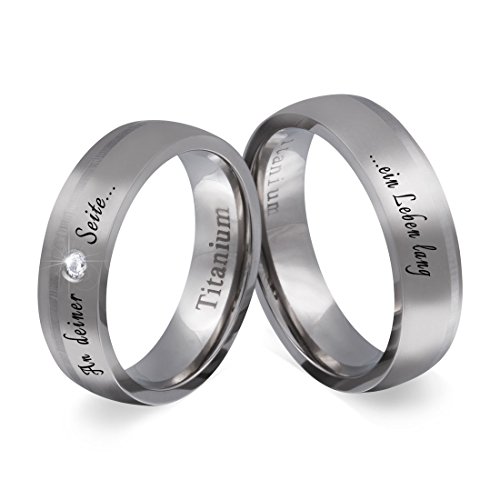 Trauringe Partnerringe Eheringe - inkl. WUNSCHGRAVUR - Titan Zirkonia 54-64 T5HDac - mit AMAZON KONFIGURATOR direkt online gestalten ! von Juwelier Schönschmied