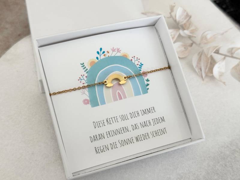 Armband Kinder Regenbogen Taufe Konfirmation Mutmacher Glückskette Edelstahl Wasserfest von JuwelinoSchmuck