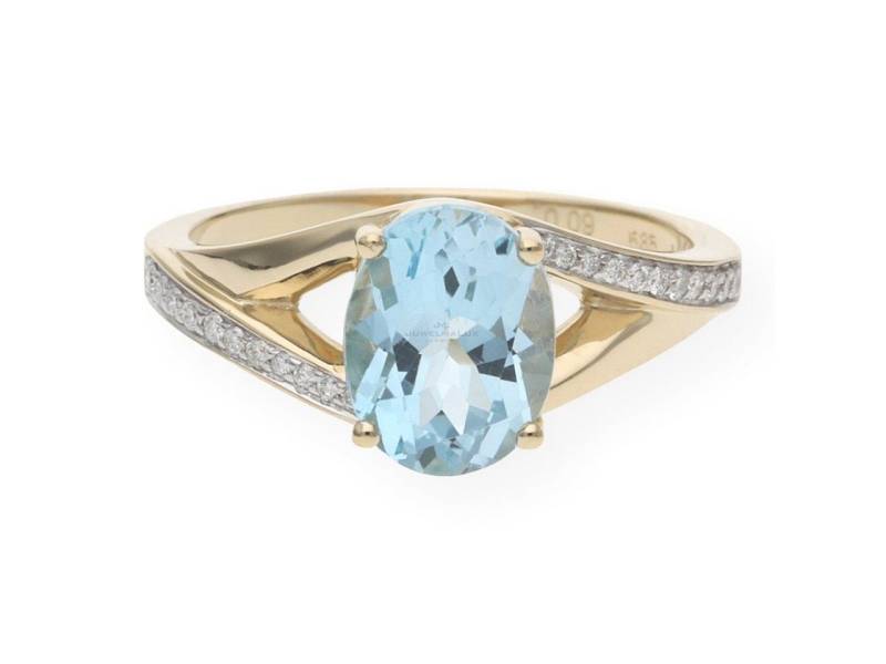 JuwelmaLux Fingerring JuwelmaLux Ring 585/000 (14 Karat) Gold mit Blautopas und Brillanten J (kein Set, 1-tlg) von JuwelmaLux