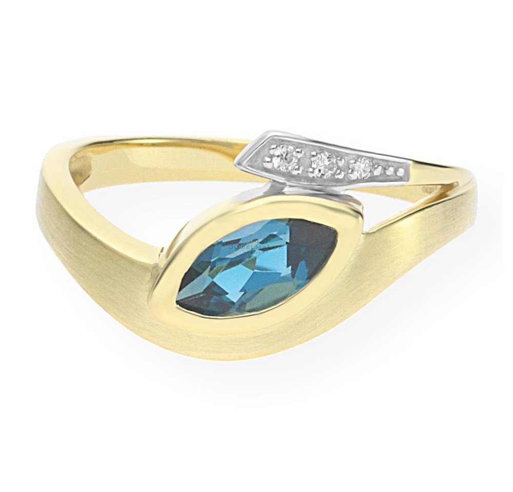 JuwelmaLux Fingerring JuwelmaLux Ring Gelbgold 333er 8 Karat mit Blautopas und synthetischen (kein Set, 1-tlg) von JuwelmaLux