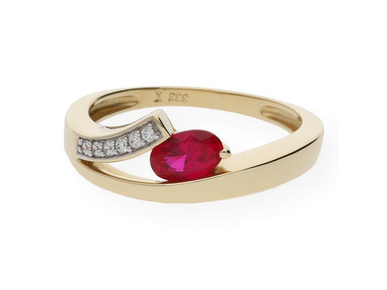 JuwelmaLux Fingerring JuwelmaLux Ring Gelbgold 333er 8 Karat mit synthetischem Rubin JL10-07 (kein Set, 1-tlg) von JuwelmaLux