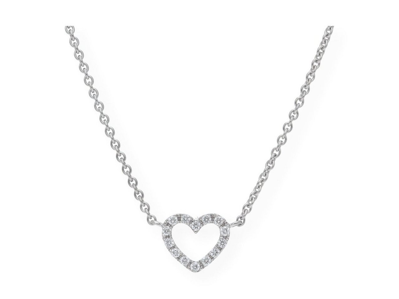 JuwelmaLux Kette mit Anhänger JuwelmaLux Halskette 585/000 (14 Karat) Weißgold Herz mit Brillanten J (1-tlg) von JuwelmaLux