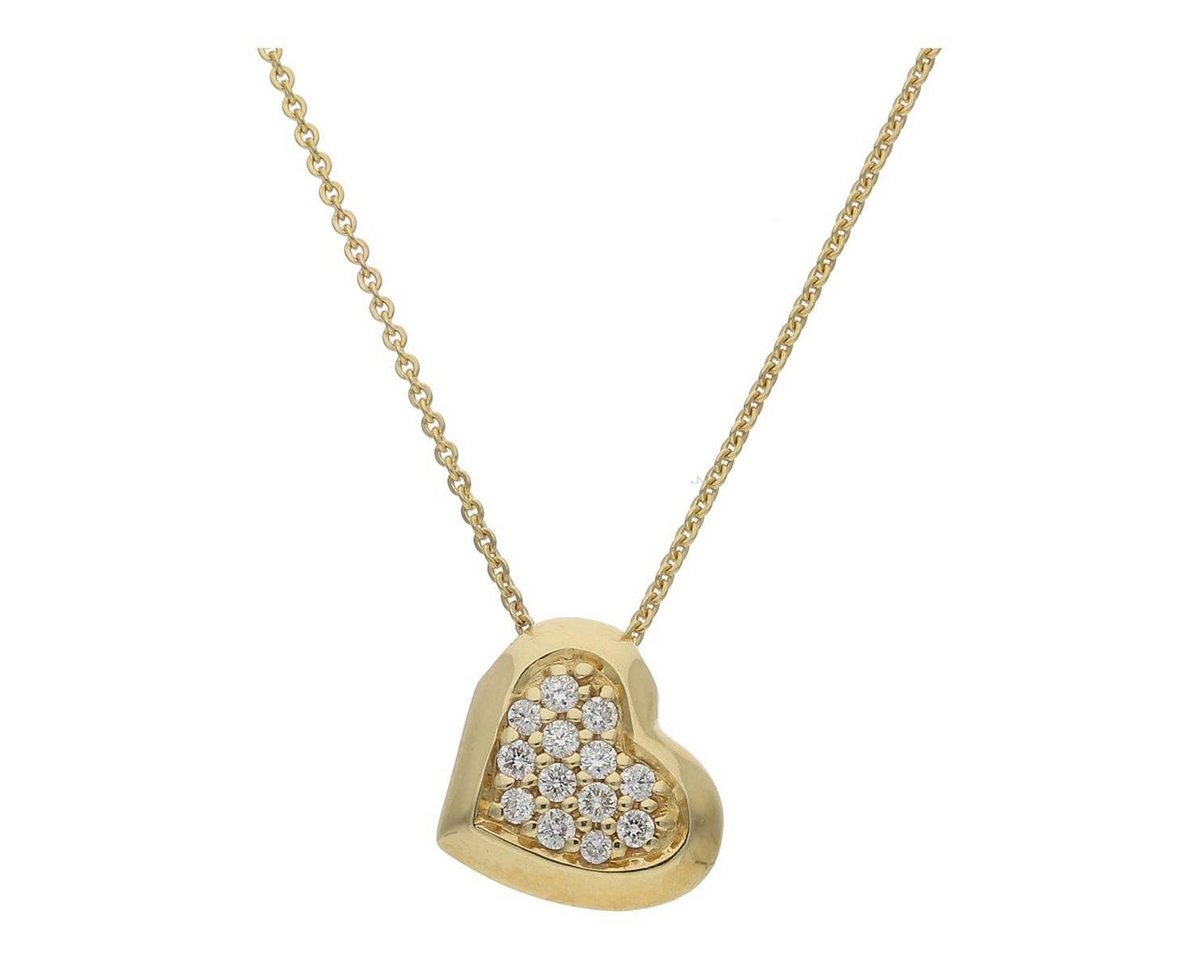 JuwelmaLux Kette und Anhänger Set JuwelmaLux Halskette mit Anhänger Herz 585/000 (14 Karat) Gold mit Bri von JuwelmaLux