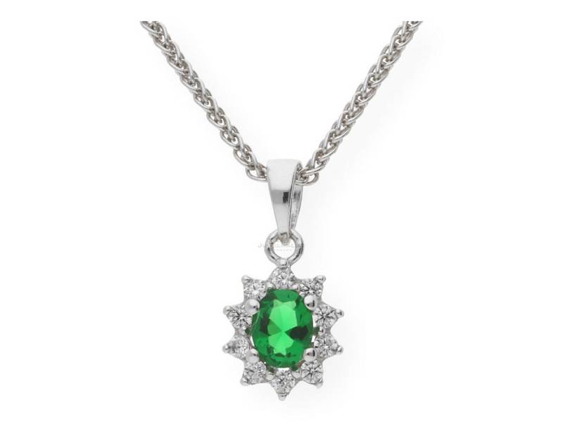 JuwelmaLux Kettenanhänger JuwelmaLux Anhänger 925 Silber mit synth. Smaragd JL10-02-0299 (1-tlg), Schmuckanhänger von JuwelmaLux