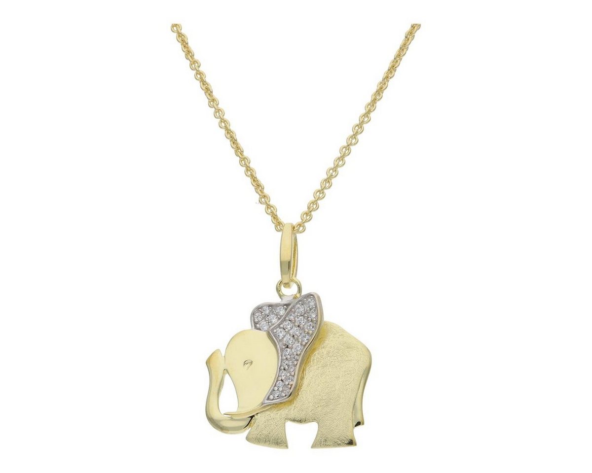 JuwelmaLux Kettenanhänger JuwelmaLux Anhänger Elefant 925/000 Sterling Silber gold plattiert mit (1-tlg), Schmuckanhänger von JuwelmaLux