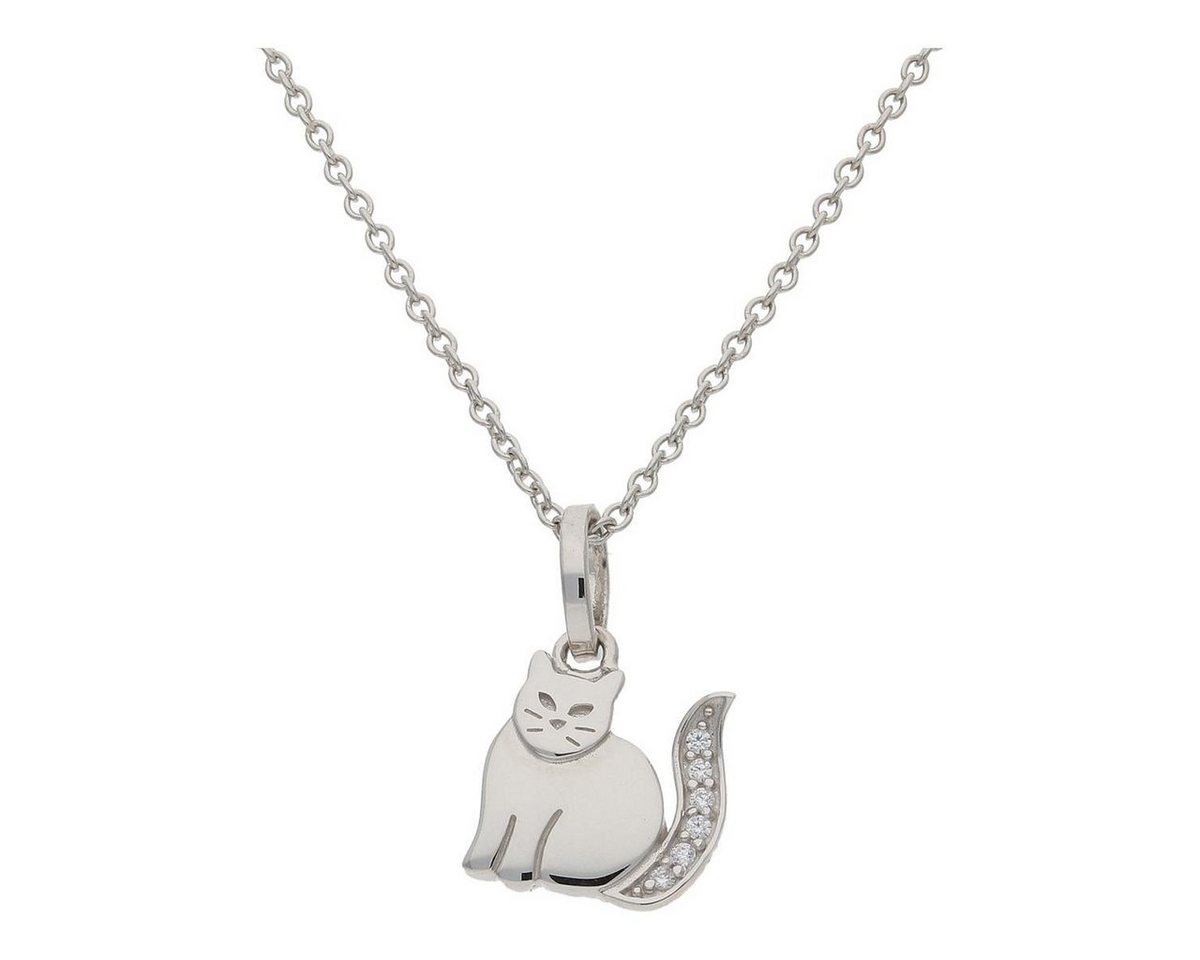 JuwelmaLux Kettenanhänger JuwelmaLux Anhänger Katze 925/000 Sterling Silber mit synth. Zirkonia (1-tlg), Schmuckanhänger von JuwelmaLux