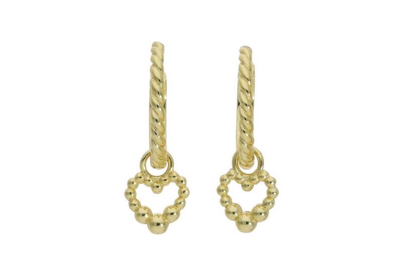 JuwelmaLux Klappcreolen Ohrringe Creolen 925 Silber goldplattiert Herzeinhänger JL16-06-0829 (kein Set, 2-tlg., inkl. edelm Schmucketui) von JuwelmaLux