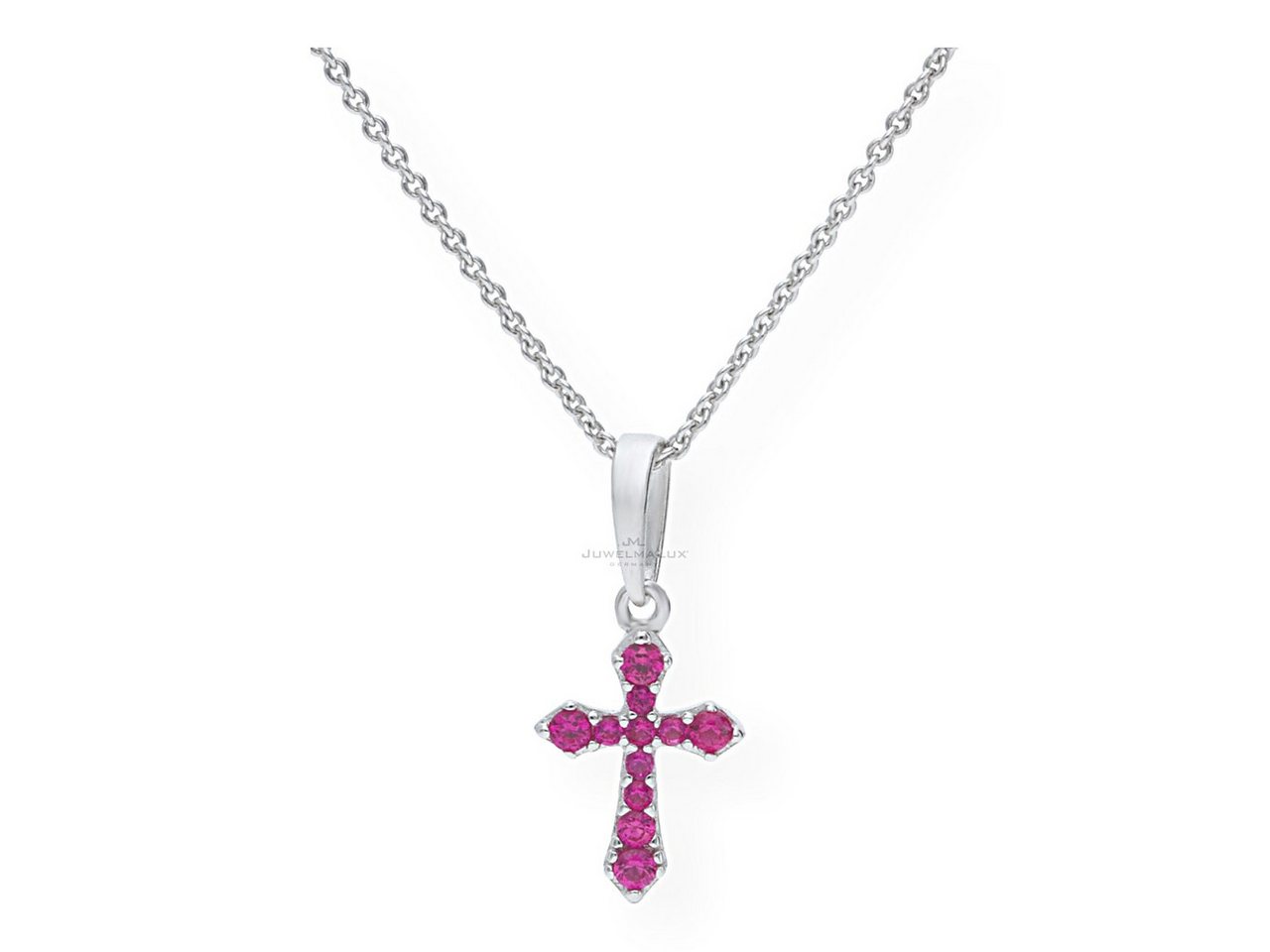 JuwelmaLux Kreuzanhänger JuwelmaLux Anhänger 925/000 Sterling Silber Kreuz mit pinken Zirkonia (1-tlg) von JuwelmaLux