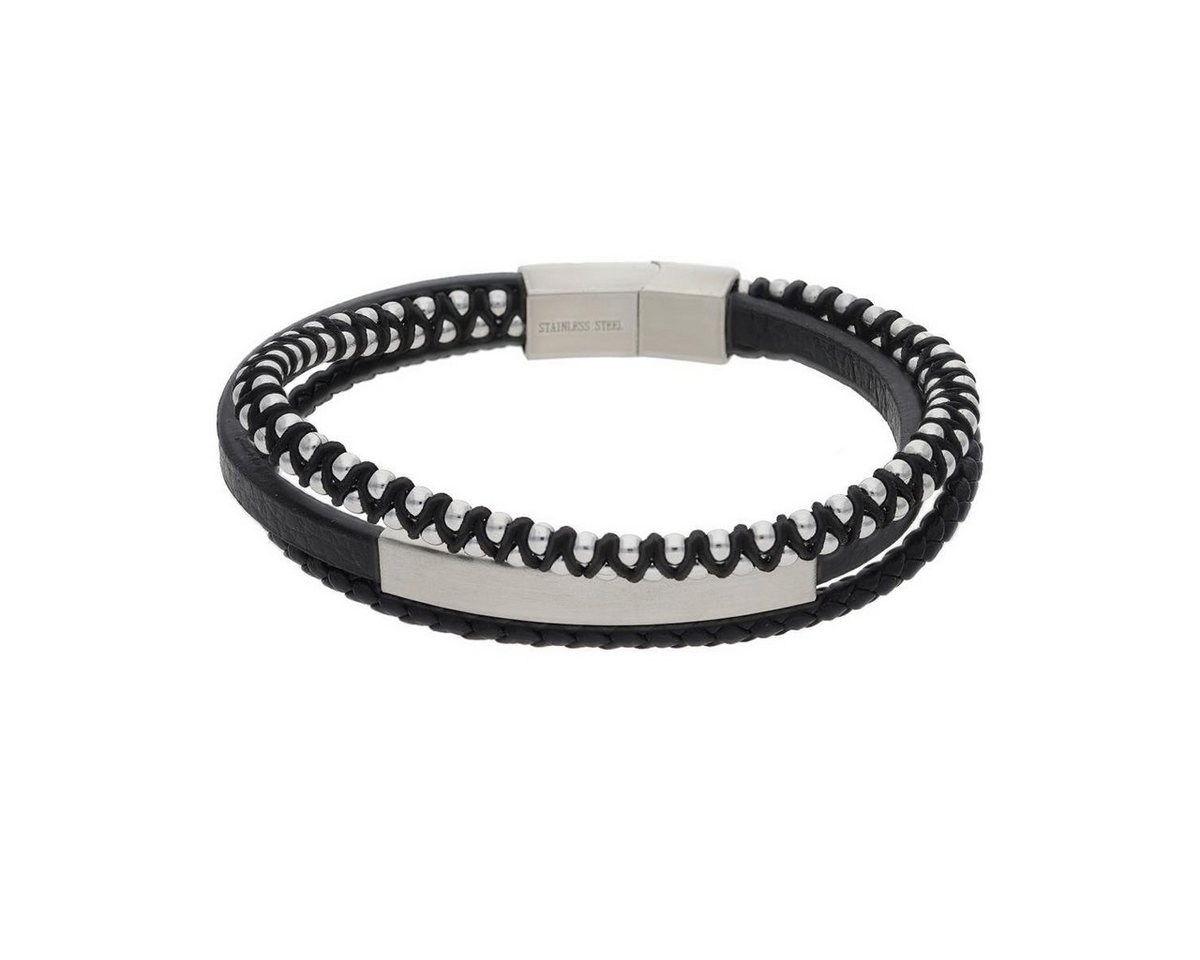 JuwelmaLux Lederarmband JuwelmaLux Herren Armband Leder Edelstahl JL45-03-0021 21 cm (kein Set, 1-tlg., kein Set) von JuwelmaLux