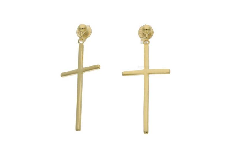 JuwelmaLux Ohrring-Set JuwelmaLux Ohrhänger 925 Silber Gold plattiert Kreuz JL51-06-0047 von JuwelmaLux