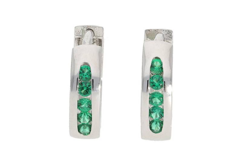 JuwelmaLux Ohrring-Set Damen Creolen 925 Silber Zirkonia grün JL10-06-3672 von JuwelmaLux