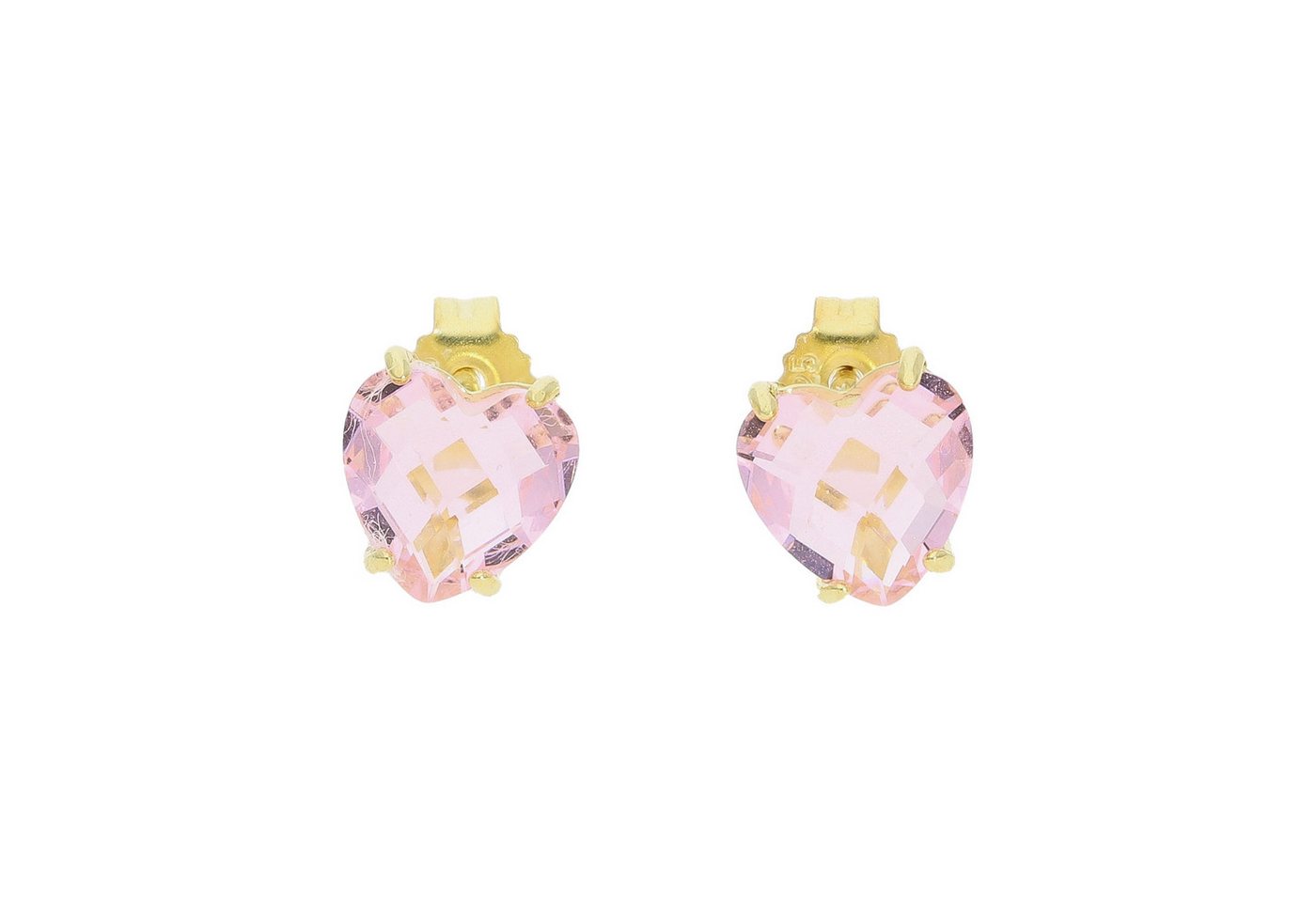 JuwelmaLux Ohrring-Set Silber 925 Ohrstecker Gold plattiert Zirkonia rosa Herz JL16-06-0789 von JuwelmaLux