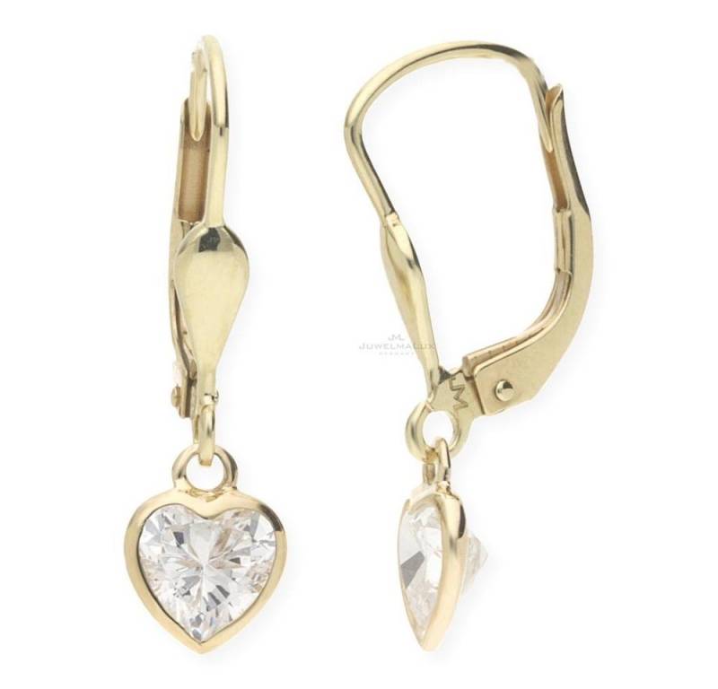 JuwelmaLux Paar Ohrhänger JuwelmaLux Kinder Herz Ohrhänger 333/000 (8 Karat) Gold mit synth. Zir (kein Set, 2-tlg., inkl. edelm Schmucketui) von JuwelmaLux