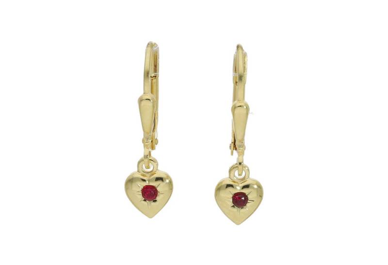 JuwelmaLux Paar Ohrhänger JuwelmaLux Kinder Ohrhänger 333 Gold Herz synth. Rubin JL14-06-0137 (kein Set, 2-tlg., inkl. edelm Schmucketui) von JuwelmaLux