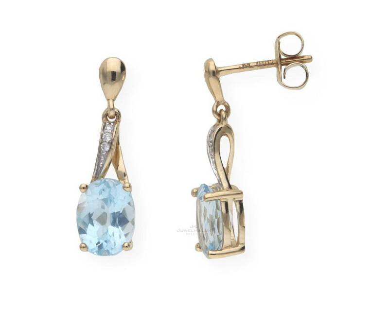 JuwelmaLux Paar Ohrhänger JuwelmaLux Ohrhänger 585/000 (14 Karat) Gold mit Blautopas JL10-06-158 (kein Set, 2-tlg., inkl. edelm Schmucketui) von JuwelmaLux