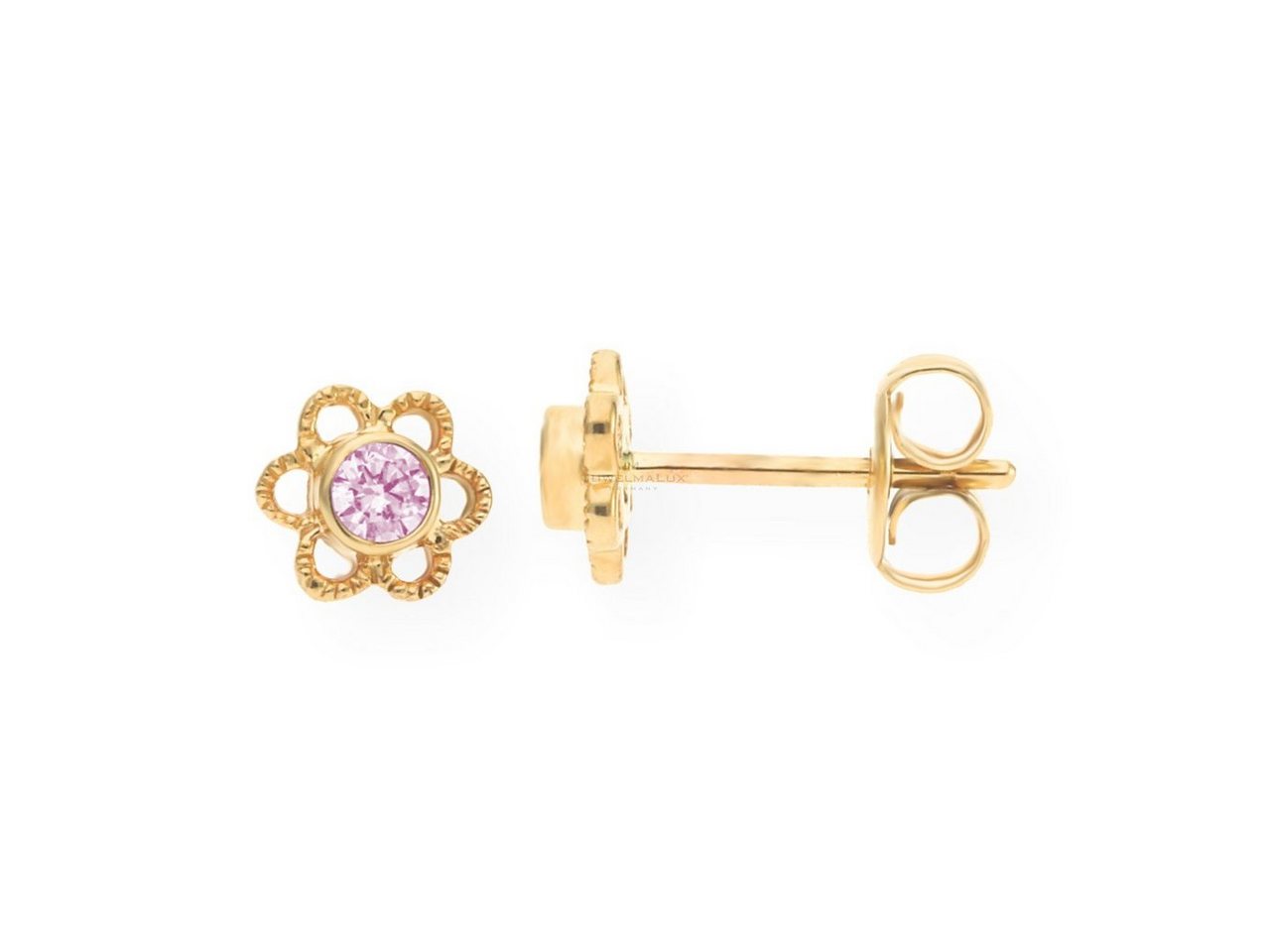 JuwelmaLux Paar Ohrstecker JuwelmaLux Kinder Ohrstecker 585/000 (14 Karat) Gold Blume mit Zirkoni (kein Set, 2-tlg., inkl. edelm Schmucketui) von JuwelmaLux