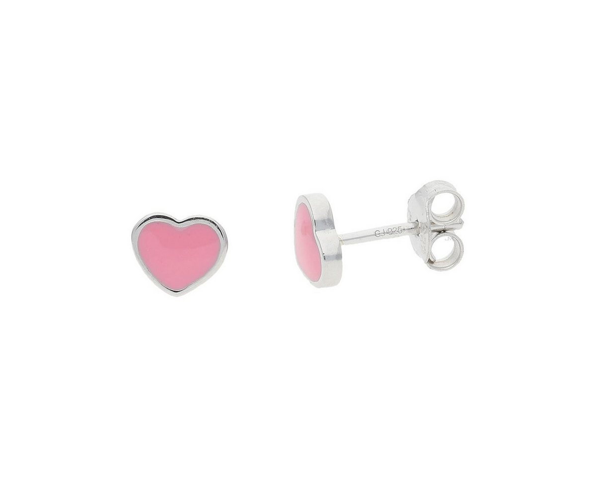 JuwelmaLux Paar Ohrstecker JuwelmaLux Kinder Ohrstecker Herz 925/000 Sterling Silber rosa emailli (kein Set, 2-tlg., inkl. edelm Schmucketui) von JuwelmaLux