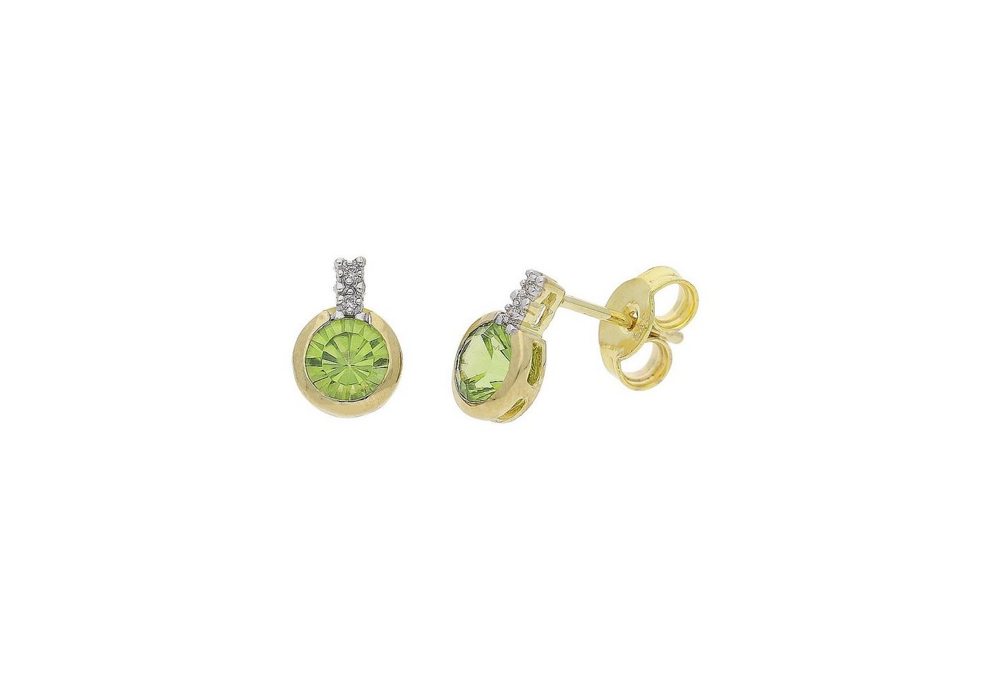 JuwelmaLux Paar Ohrstecker JuwelmaLux Ohrstecker 333/000 (8 Karat) Gold mit Peridot und Diamant J (kein Set, 2-tlg., inkl. edelm Schmucketui) von JuwelmaLux