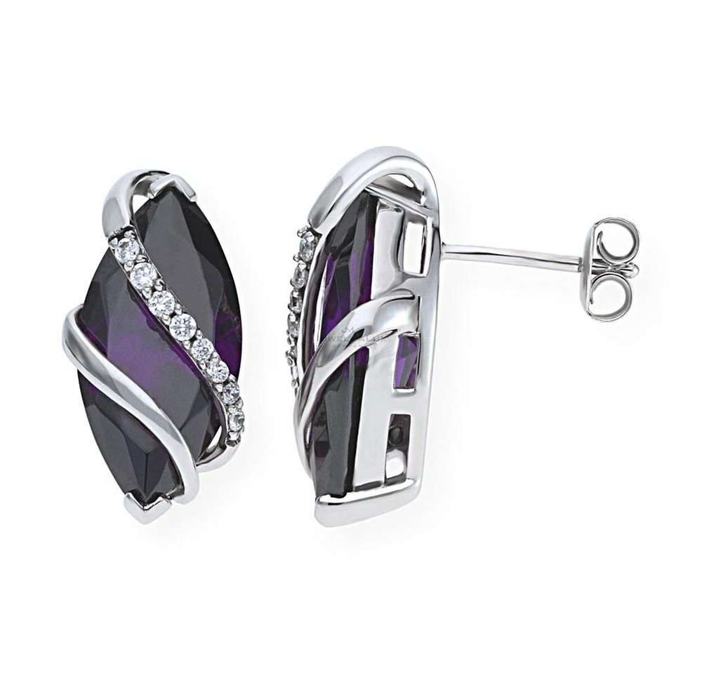 JuwelmaLux Paar Ohrstecker Juwelmalux Ohrstecker Silber mit synthetischem Amethyst & Zirkonia JL3 (kein Set, 2-tlg., inkl. edelm Schmucketui) von JuwelmaLux