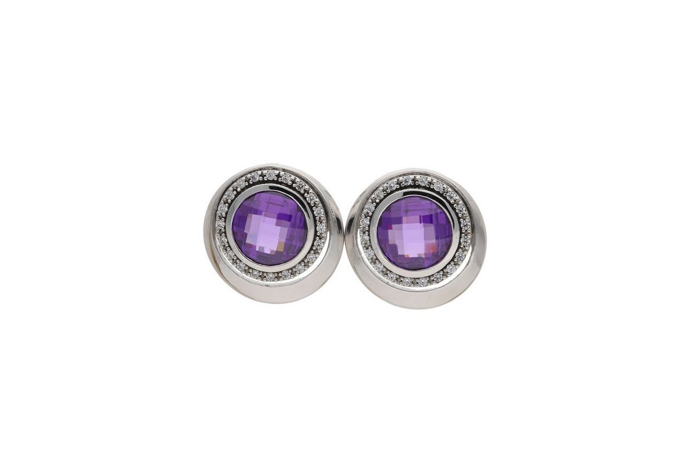 JuwelmaLux Paar Ohrstecker Juwelmalux Ohrstecker Silber mit synthetischem Amethyst & Zirkonia JL3 (kein Set, 2-tlg., inkl. edelm Schmucketui) von JuwelmaLux