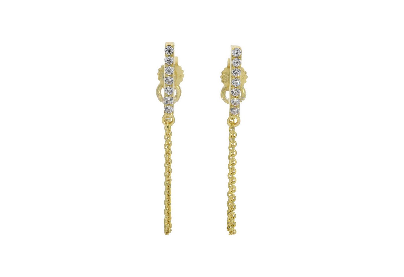 JuwelmaLux Paar Ohrstecker Ohrstecker 925 Silber Gold plattiert mit Kette Zirkonia JL16-06-0793 (kein Set, 2-tlg., inkl. edelm Schmucketui) von JuwelmaLux
