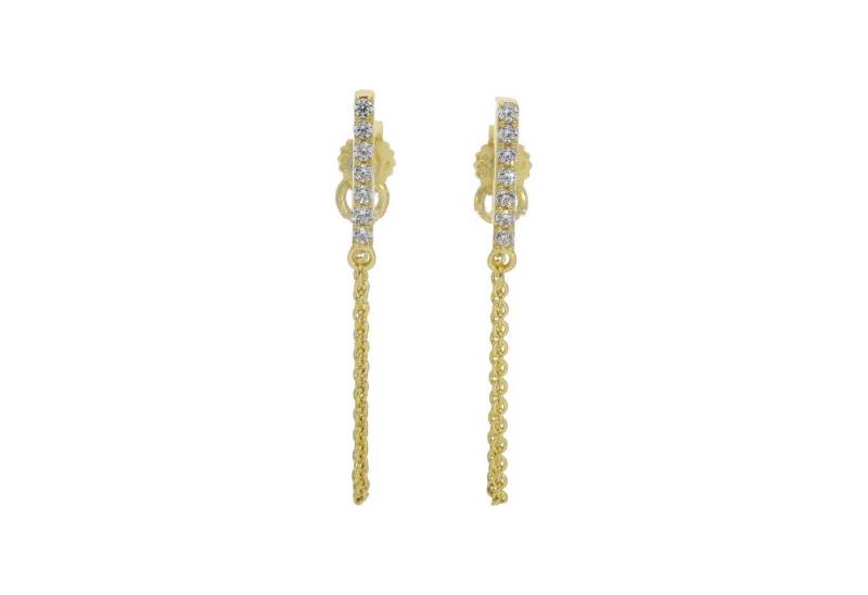 JuwelmaLux Paar Ohrstecker Ohrstecker 925 Silber Gold plattiert mit Kette Zirkonia JL16-06-0793 (kein Set, 2-tlg., inkl. edelm Schmucketui) von JuwelmaLux