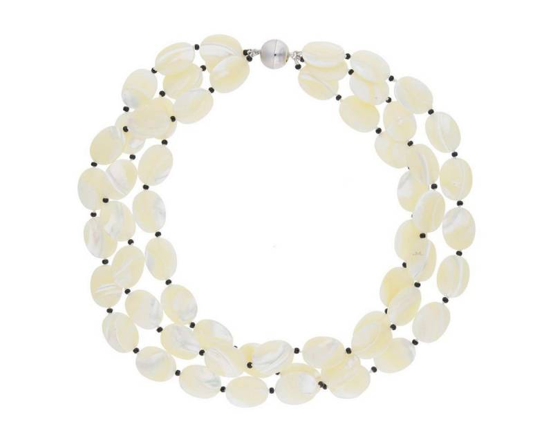 JuwelmaLux Perlenkette JuwelmaLux 3- reihige Halskette Metall mit Perlmutt & Spinell JL47-05- (1-tlg) von JuwelmaLux