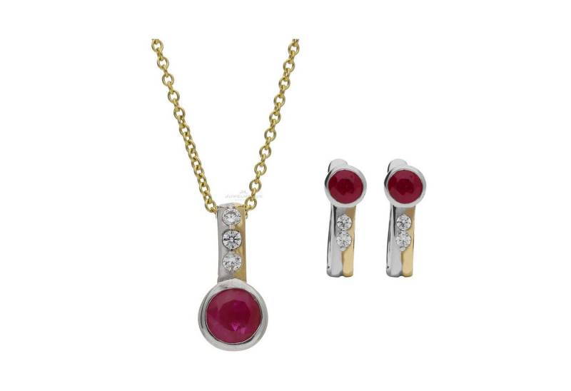 JuwelmaLux Schmuckset JuwelmaLux Set 333/000 (8 Karat) Weiß- & Gelbgold mit Rubin JL39-11-02 von JuwelmaLux