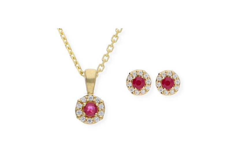 JuwelmaLux Schmuckset JuwelmaLux Set 333 Gold mit Rubin JL39-11-0108 von JuwelmaLux