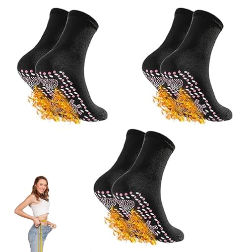 Turmalin Schlankheits Gesundheitssocken,AFIZ Turmalin-Socken,Schlankheits Gesundheitssocken ,Selbstwärmende Formende Socken ,Foot Massage Thermotherapeutic Sock,Selbstheizende Socken.3 Paar（ schwarz） von Juxtaposia