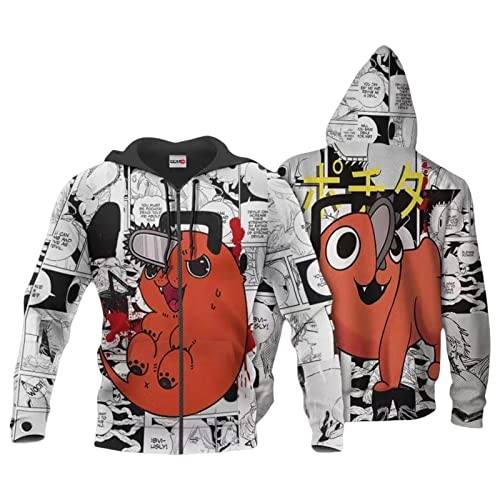 Juzinqu Anime Chainsaw Man Hoodie | Männer/Frauen Chainsaw Man Merch Cosplay Kostü Pochita Langarm Sweatshirt von Juzinqu