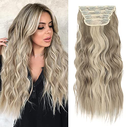 Clip in Extensions Blond Haarverlängerung Günstig Clips Haarteil Extensions für Damen Lang Wavy Synthetisches wie Echthaar 4 Teile Set Natürliche Ashblond mit Blond 077W Clip in Extensions Blond Haarverlängerung Günstig Clips Haarteil Extensions für Damen Lang Wavy Synthetisches wie Echthaar 4 Teile Set Natürliche Ashblond mit Blond 077W von Juziviee