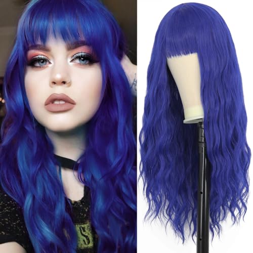 Perücke Blau Lang für Damen Blaue Perücken Lockige Wellige Perücke Synthetisch für Tägliche Fasching Karneval Halloween Dunkelblau VD131B Perücke Blau Lang für Damen Blaue Perücken Lockige Wellige Perücke Synthetisch für Tägliche Fasching Karneval Halloween Dunkelblau VD131B von Juziviee