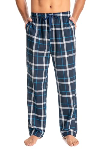 Jveyvth Herren 100% Baumwolle Pyjamahose, Gewebte kariert Schlafhose Loungewear Pyjama Hose mit Taschen von Jveyvth