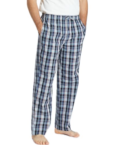 Jveyvth Herren 100% Baumwolle Pyjamahose, Gewebte kariert Schlafhose Loungewear Pyjama Hose mit Taschen von Jveyvth