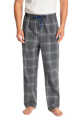 Jveyvth Herren 100% Baumwolle Pyjamahose, Gewebte kariert Schlafhose Loungewear Pyjama Hose mit Taschen von Jveyvth