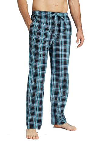 Jveyvth Herren 100% Baumwolle Pyjamahose, Gewebte kariert Schlafhose Loungewear Pyjama Hose mit Taschen von Jveyvth