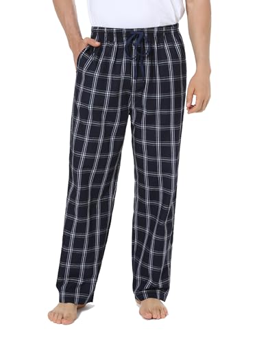 Jveyvth Herren 100% Baumwolle Pyjamahose, Gewebte kariert Schlafhose Loungewear Pyjama Hose mit Taschen von Jveyvth