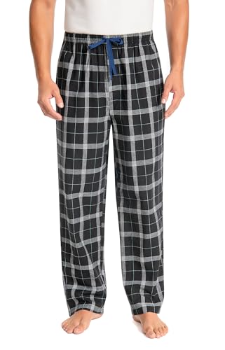 Jveyvth Herren 100% Baumwolle Pyjamahose, Gewebte kariert Schlafhose Loungewear Pyjama Hose mit Taschen von Jveyvth