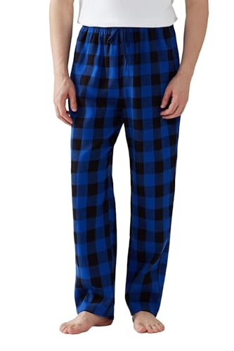 Jveyvth Herren Pyjamahose Flanell Baumwolle kariert Schlaf & Lounge Hose, PJ Hose mit Taschen und Knopfleiste von Jveyvth