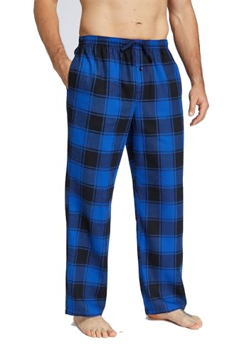 Jveyvth Herren Pyjamahose Flanell Baumwolle kariert Schlaf & Lounge Hose, PJ Hose mit Taschen und Knopfleiste von Jveyvth