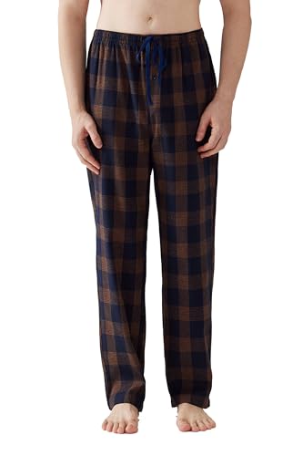 Jveyvth Herren Pyjamahose Flanell Baumwolle kariert Schlaf & Lounge Hose, PJ Hose mit Taschen und Knopfleiste von Jveyvth