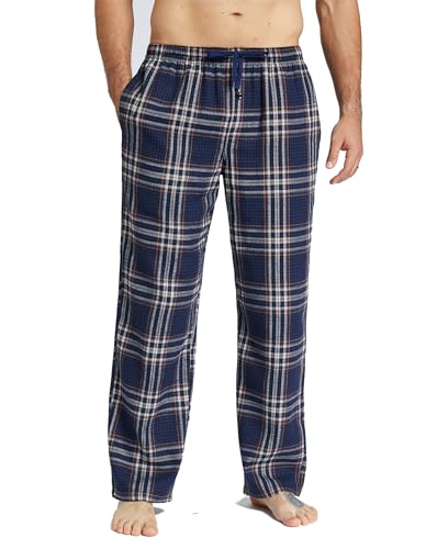 Jveyvth Herren Pyjamahose Flanell Baumwolle kariert Schlaf & Lounge Hose, PJ Hose mit Taschen und Knopfleiste von Jveyvth