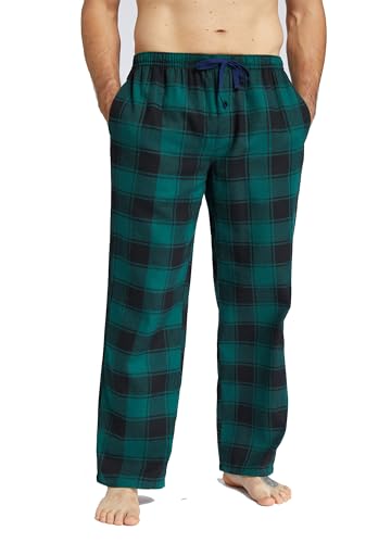 Jveyvth Herren Pyjamahose Flanell Baumwolle kariert Schlaf & Lounge Hose, PJ Hose mit Taschen und Knopfleiste von Jveyvth