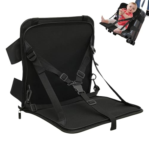 Kinder-Reisekoffersitz, faltbarer Gepäcksitz, verstellbarer Koffersitz, leichter Reisesitz, verstellbare Sitze, faltbares Design, einfach zu tragen und zu verstauen, für Auto, 34 x 32 cm, Schwarz von Jvjggag