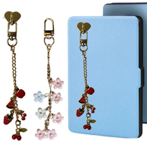 Jvuessieye 2 Stück Schmetterling Blume des Armbands dekorieren Zubehör Kette für Kindle Charme Typ C Telefon Hipper Geschenke für sie, Medium, Zink, kein Edelstein von Jvuessieye